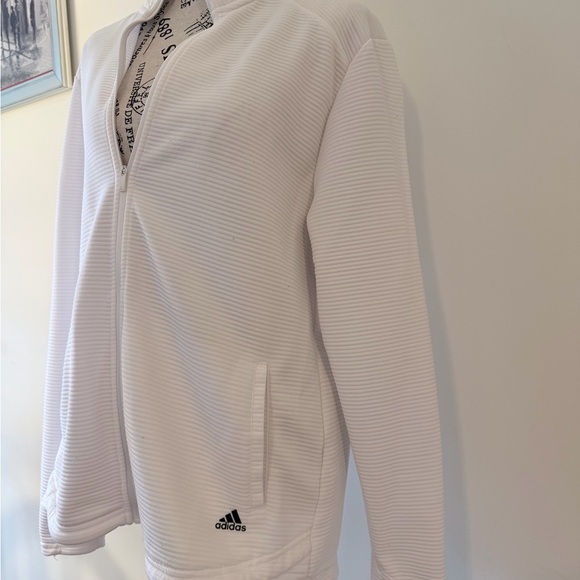 adidas Golf XL White Ribbed Full-Zip Bomber Jacket - Picture 2 of 10